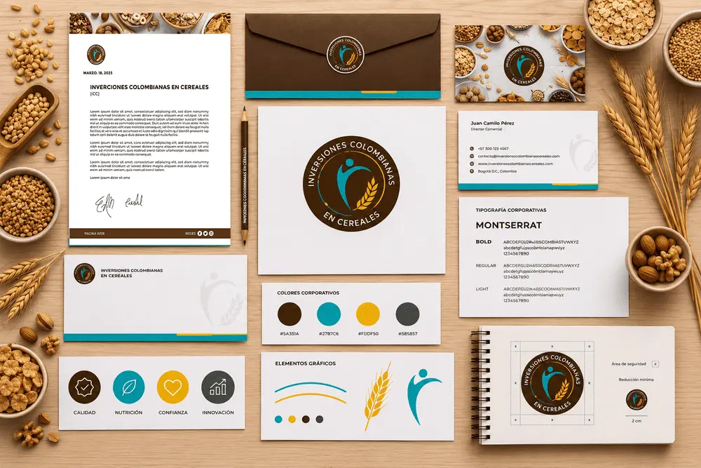 Detalle visual 3 de Identidad Visual – Inversiones Colombianas en Cereales (ICC): undefined